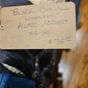 Black Denim Jacket with Aztec Accent